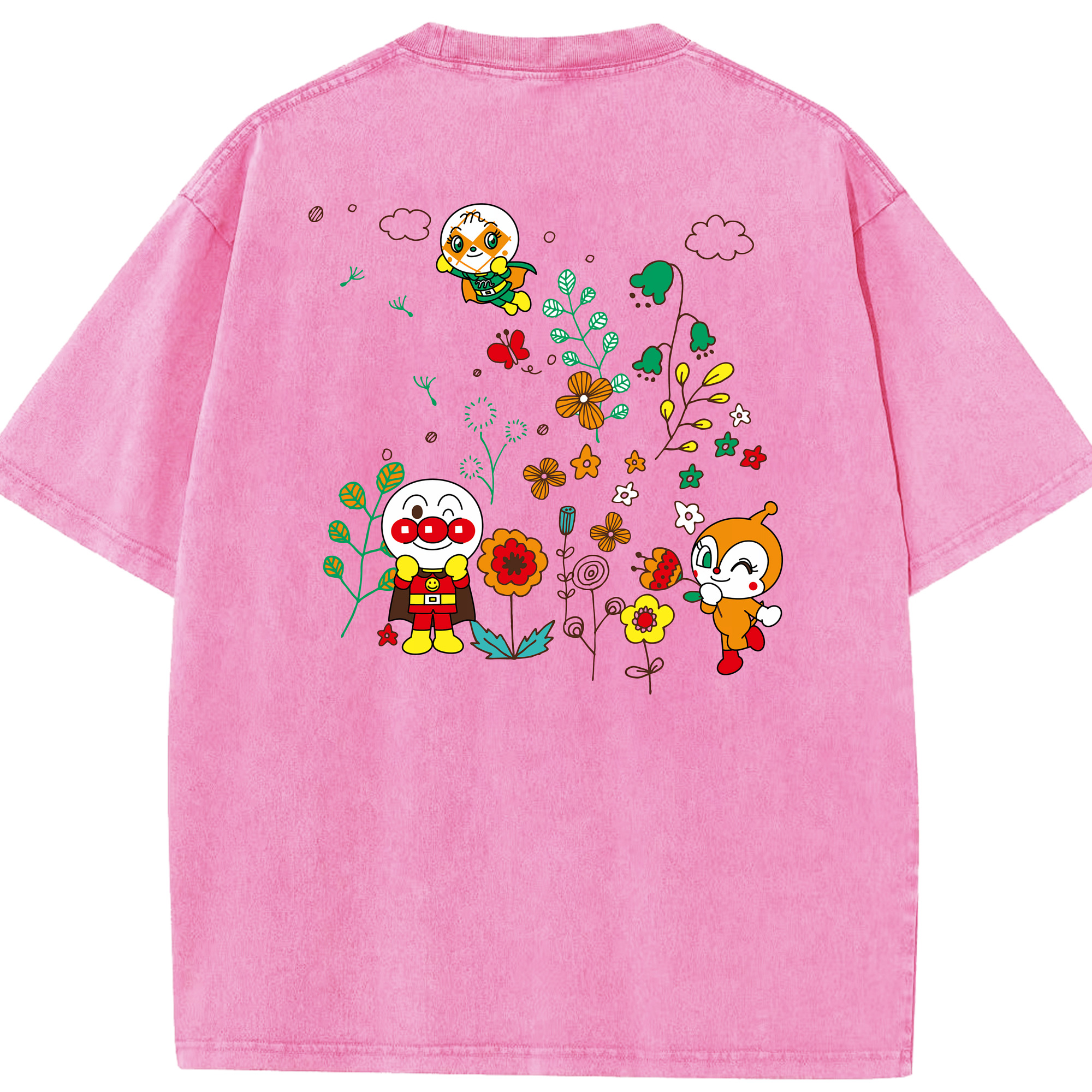 （画像用） アンパンマン Anpanman 綿100% ヴィンテージ風 半袖Tシャツ（背面プリント）